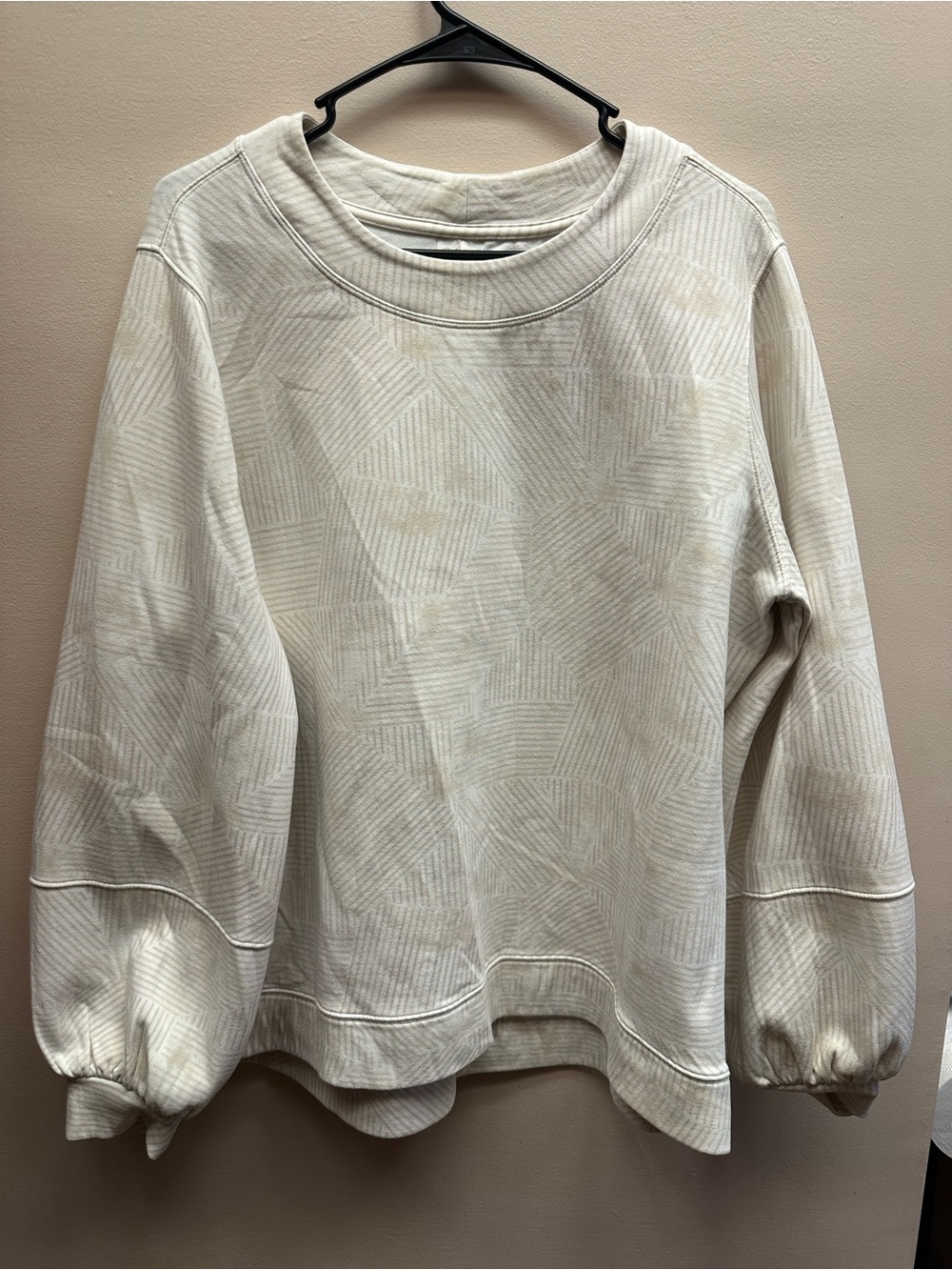 CALIA by Carrie Underwood Cream Geometric Crewneck Sweatshirt